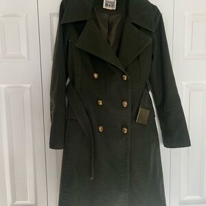 Converse Women's Double-Breasted Olive Green Pea Coat